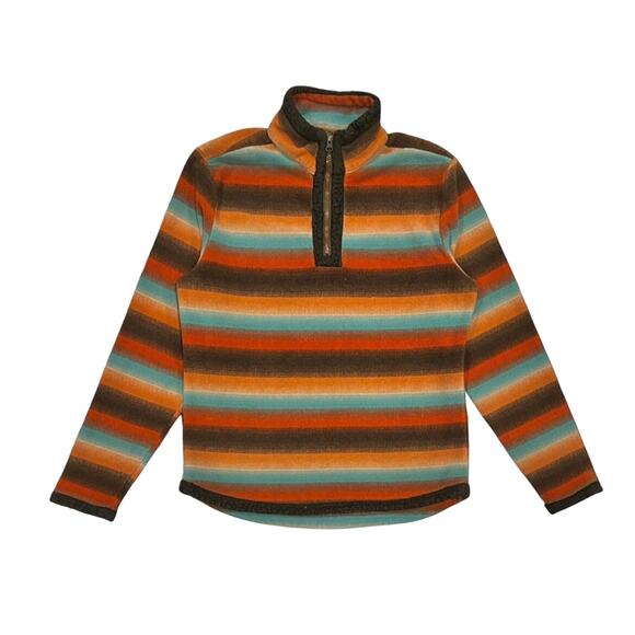 ★ Outback Trading Co. Retro Multicolor Striped Fleece Pullover w/ Half-Zip ★ - Picture 1 of 8